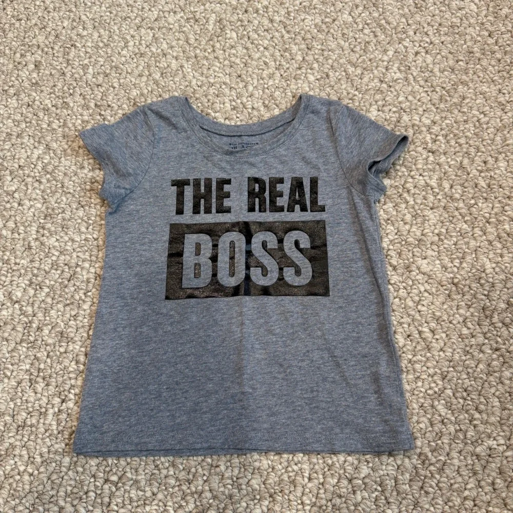 The Children's Place Girls Heather Grey The Real Boss Graphic Tee Shirt Sizs 3T
